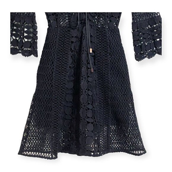 SELF-PORTRAIT Black A Line Lace Up Dress, size 0 - Picture 9 of 16